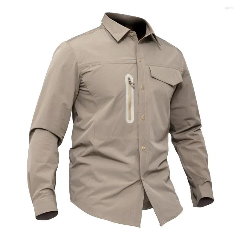 Men's Casual Shirts Shanghai Story Tactical Military Men Shirt Breathable Anti UV Male Quick Dry Long Sleeve Spring Size M-3XL Asian