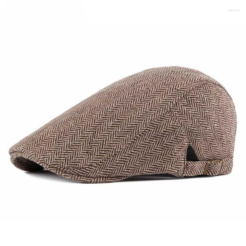 Berets Winter Sboy Caps For Men High Quality Hat Fashion Herringbone Dad Hats Tweed Flat Cap Casquette Gorras Cabbie Ivy