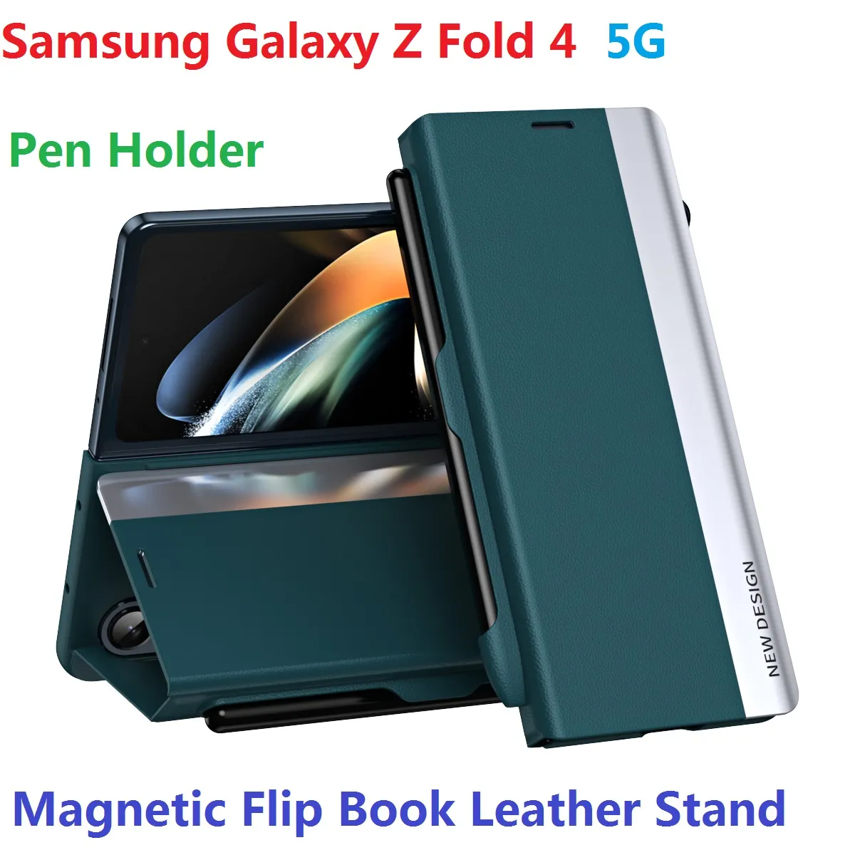 Samsung Galaxy Z için Akıllı Kılıflar Z Fold 4 kat 3 Vaka Flip Kitap Manyetik Deri Kalem Tutucu Cüzdan Braket Kılıfları