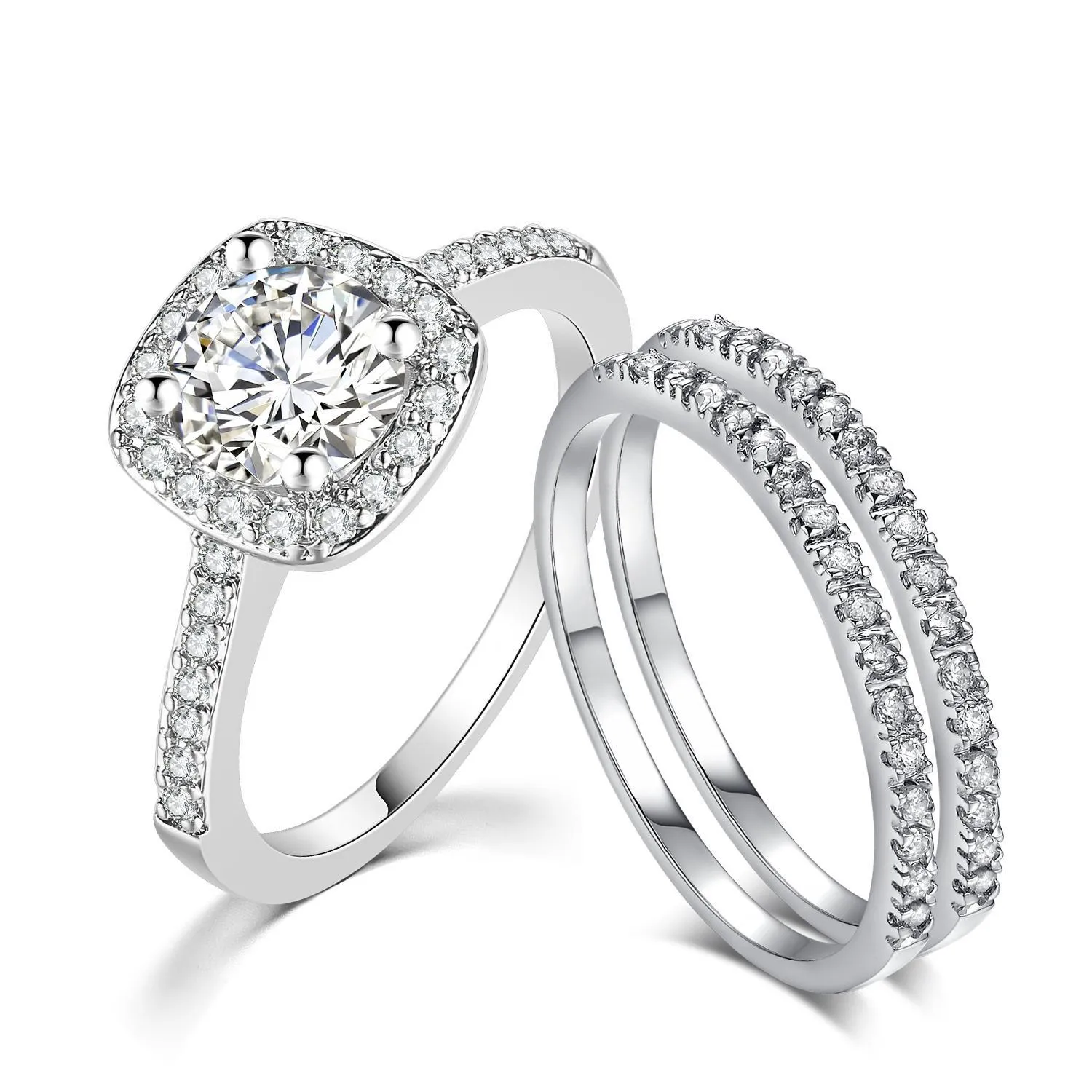 Кольца с кольцами свадебные обручальные кольца, установленные для женщин, пара квадратных сереров с цветовым кубическим цирконом кольцо, ослепительные модные украшения Sr531m d dhdyf