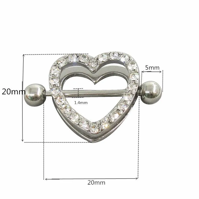 1 Pair 14g Stainless Steel Breast Piercing Jewelry Heart Nipple Piercing  Bar Nipple Rings Shield Cover Barbell Sexy Piercingssilver | Fruugo NO