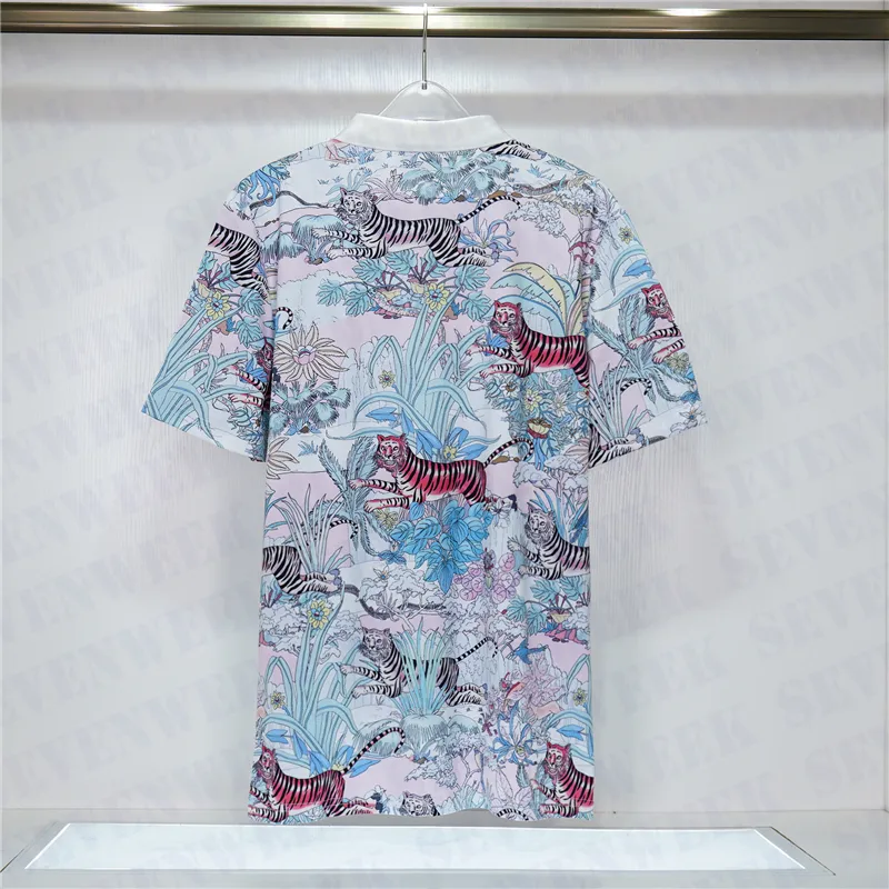 Tiger Pattern Mens Womens Polos Camisetas Tops Manga Curta Design Pulôver Mulheres Polo Camisa Moda Verão Homem Moletons