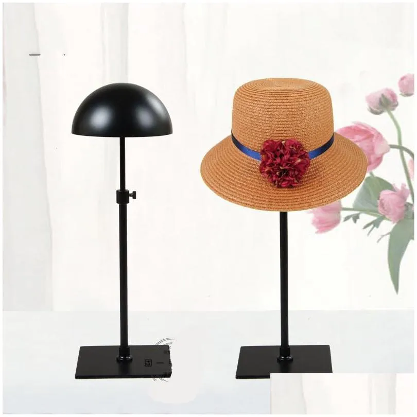 Uchwyty przechowywania stojaki metalowe czapki wyświetlacz rama po rekwizyty mody regulowane uchwyty na czapkę peruki wystawowe stojaki czarne lakier high gr dhtwx