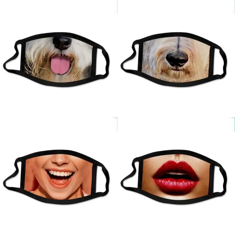 Máscaras de grife máscara de cães de animais imprimidos face engraçado Er gato moda escudo máscaras reutilizáveis ​​à prova de poeira para homens e mulheres 15 j2 d dhdxr