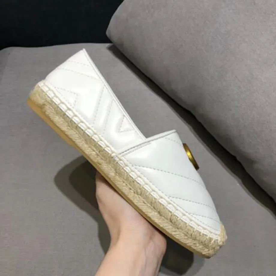 Ny lyxvarumärkesdesign getläderkvinna espadrilles klassisk högkvalitativ slip på loafers bekväma platt fiskare skor asdadawsdasdawsasds