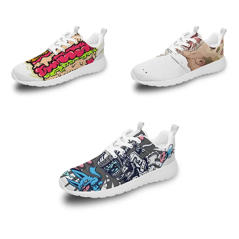 män kvinnor diy anpassad designer vading skor låg topp skateboard sneakers vit anpassning uv tryck sport sneakers xuebi 100-250196