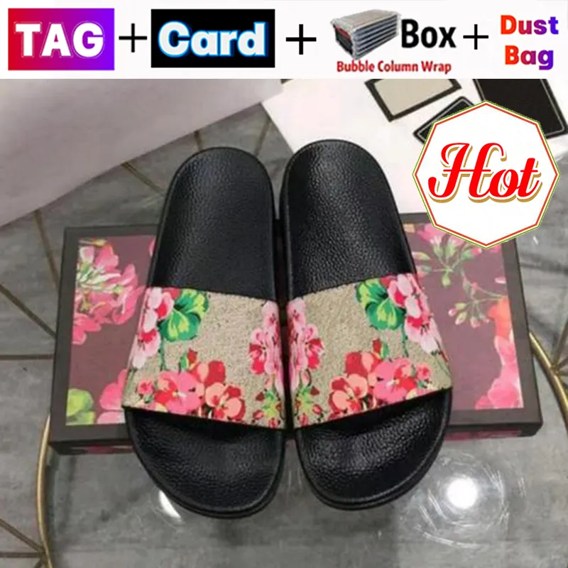 Heren designer slippers dames dia's platte sandalen mannen luxe schoenen strand glijbaan mode met doos bloem dames sneakers lederen rubberen sandaal mode zomer slipper