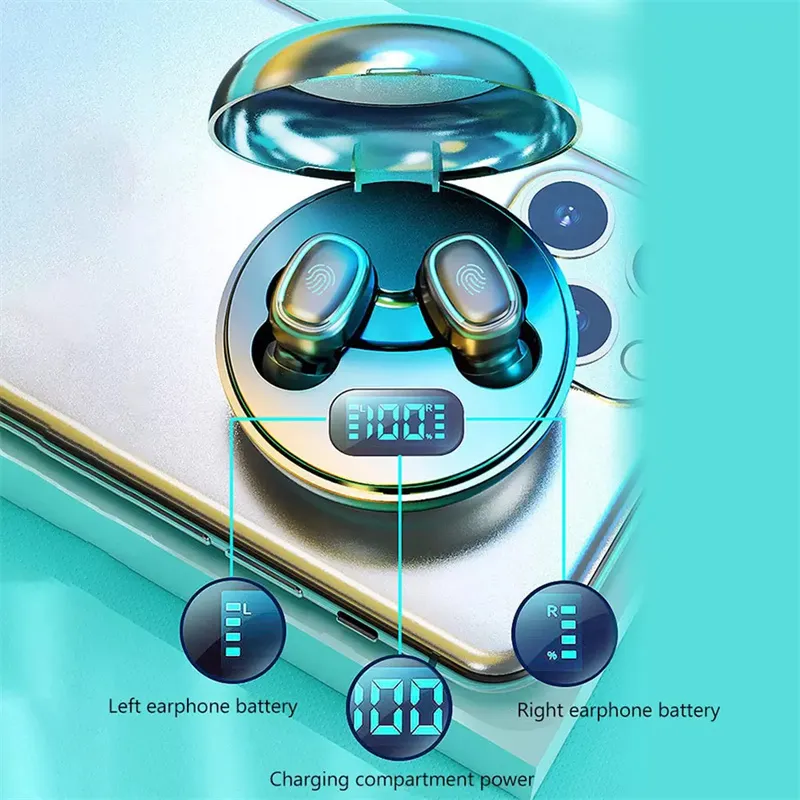 A10 TWS Bluetooth Earphones BT5.0 Wireless In-Ear Bass Sports Stereo HIFI Headphones With LED Digital Display Charger Box & Retail Box