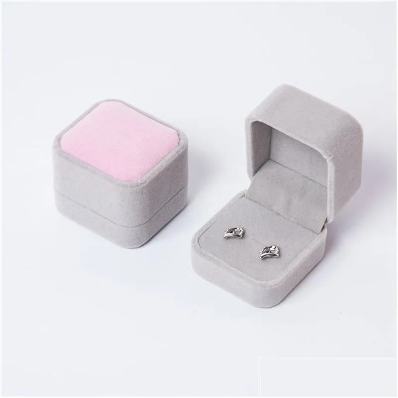 Storage Boxes Bins Mticolour Flannelette Jewelry Gift Box Square Ring Earring Stud Ornament Container Womens Jewels Case 1 6Rh L2 Dh8Pm