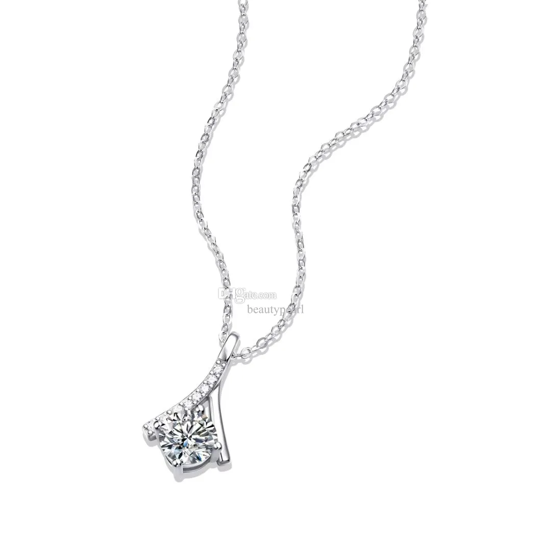 S925 pendentif en argent Sterling qualité 1ct Moissanite beau ruban fête des mères collier maman cadeaux en gros