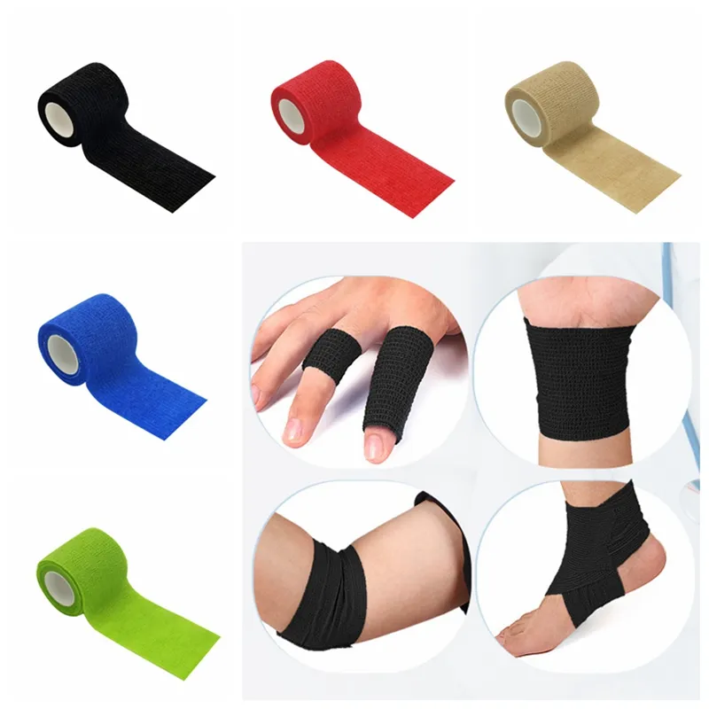 5cm Home multicolor non-woven fabric self-adhesive bandage protective elastic movement fixation bandage LK379
