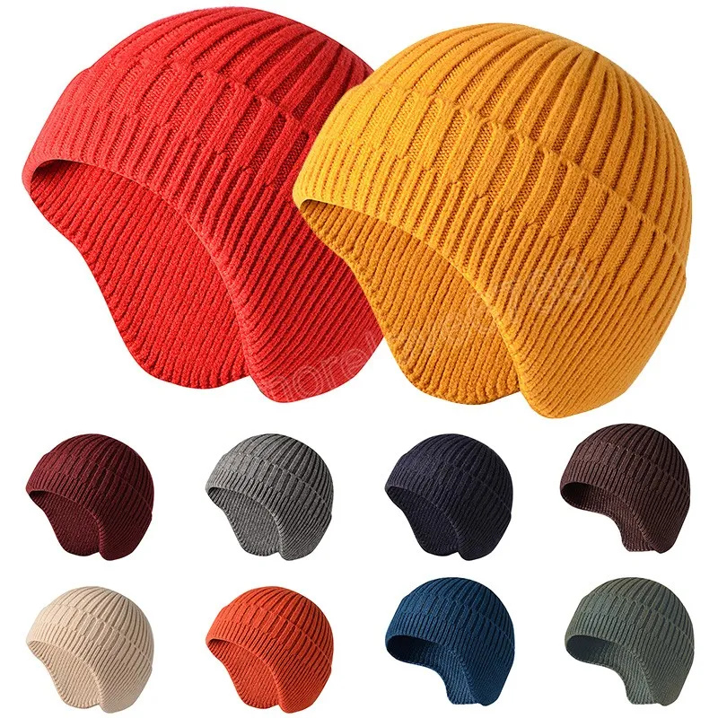 Bonnets tricotés chauds pour femmes et hommes, Protection des oreilles en plein air, hiver, pull en laine, Bonnet Skullies