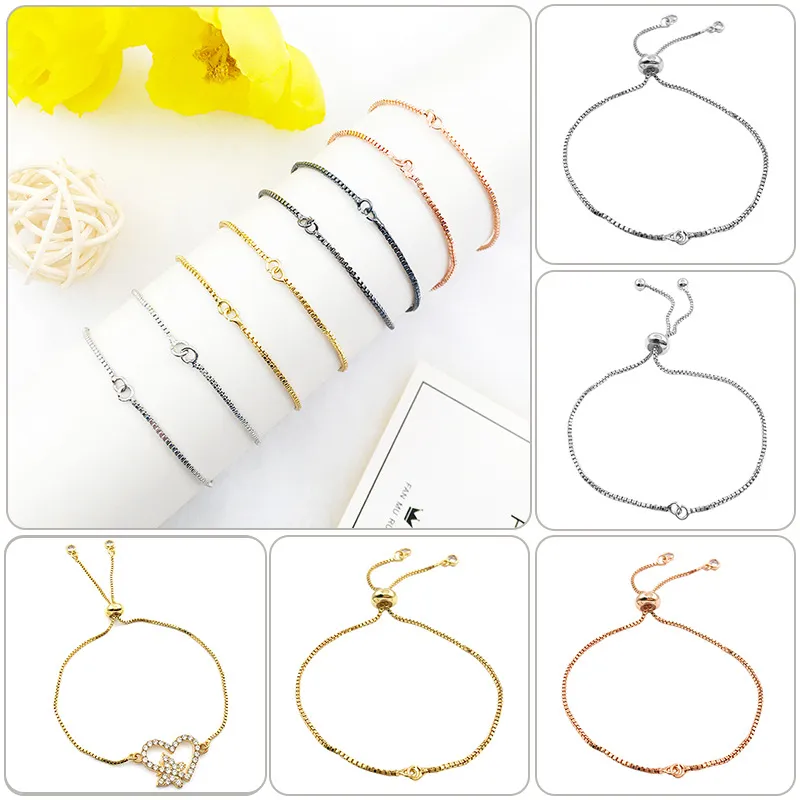 Bracelets cadeias vinculam DIY para mulheres feitas ￠ m￣o J￳ias Fazendo suprimentos de suprimentos para componentes Ateses do Christmas Presente de Christmas por atacado Rose Gold Silver Color