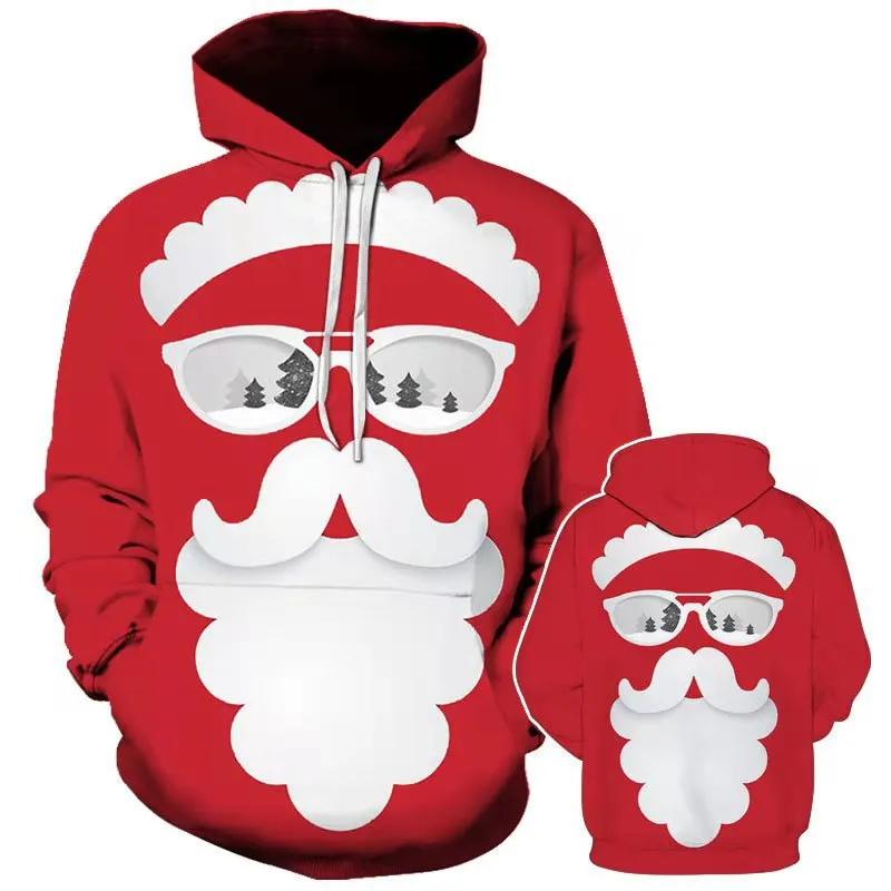 Automne/hiver New 3D Hot Christmas Skull Print Hoodie Pulls à capuche en vrac pour hommes européens et américains 015