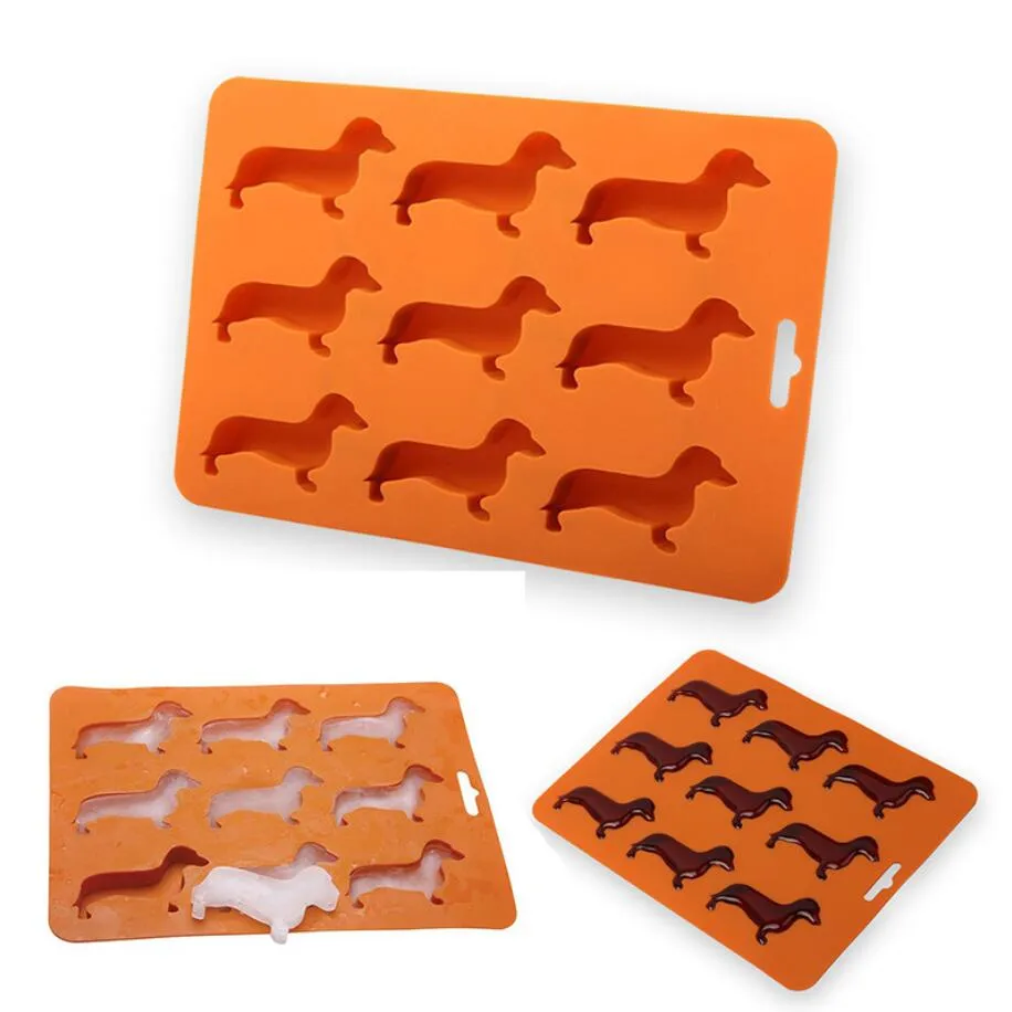 Stampi per cubetti di ghiaccio in silicone a forma di cane Stampi da forno e vassoio Jiulian Siliconi Cani Reticolo di ghiaccio Modello di creatore di torte fai-da-te