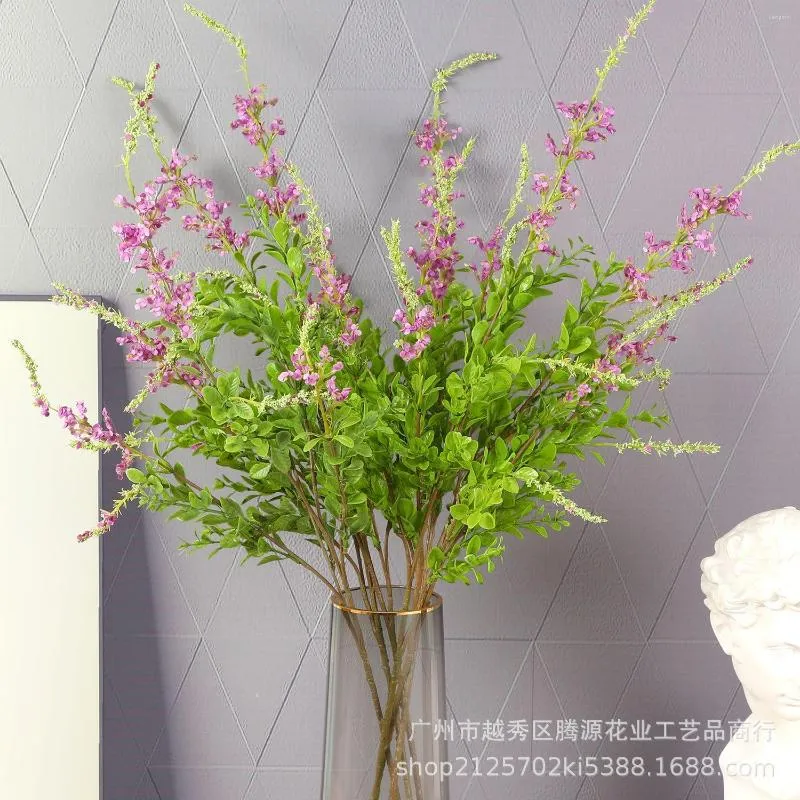 Fleurs décoratives Simulation plante verte armoise avec décoration de feuille de luxe légère de style européen fleur de table de salon floral simple