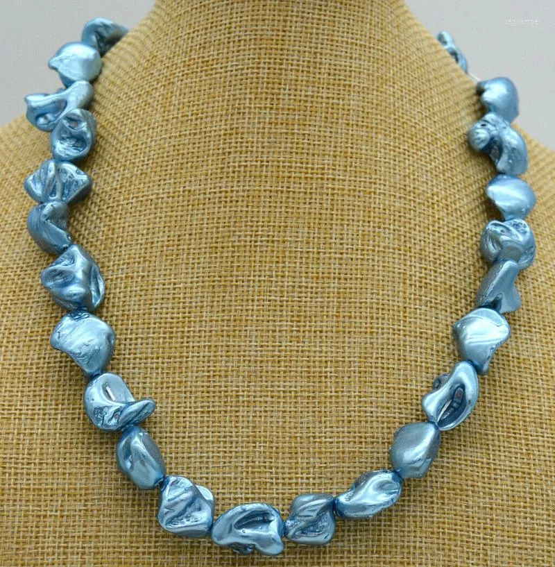 Chains 14x18x10mm Blue Irregular South Sea Shell Pearl Necklace 18 Inch