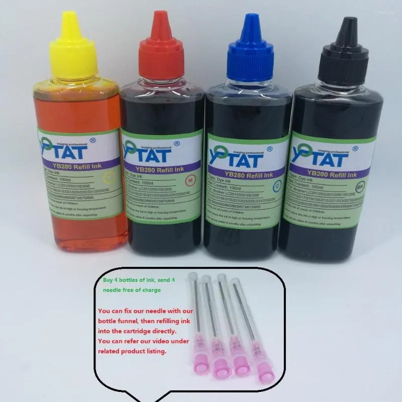 Kits de recarga de tinta YOTAT 4pcs 100ml Kit de corante para irmão LC261 LC263 LC699 LC695 LC679 LC675 LC673 LC509 LC505 CARTRIGE