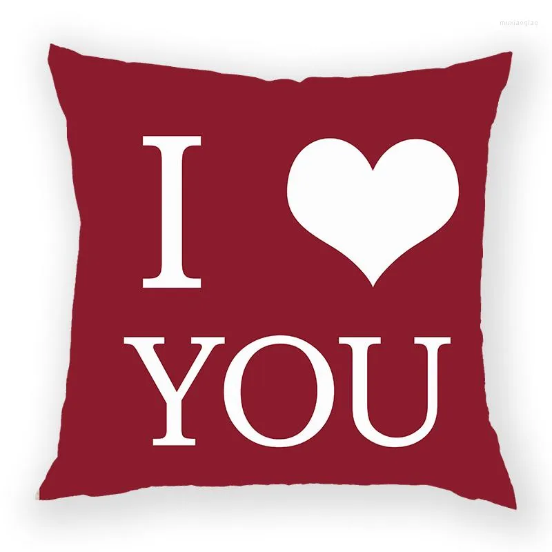 Housse de coussin pour la saint-valentin, taie d'oreiller en forme de cœur rouge, I LOVE YOU, décoration de mariage Mr Mrs, pour la maison, canapé, taie d'oreiller