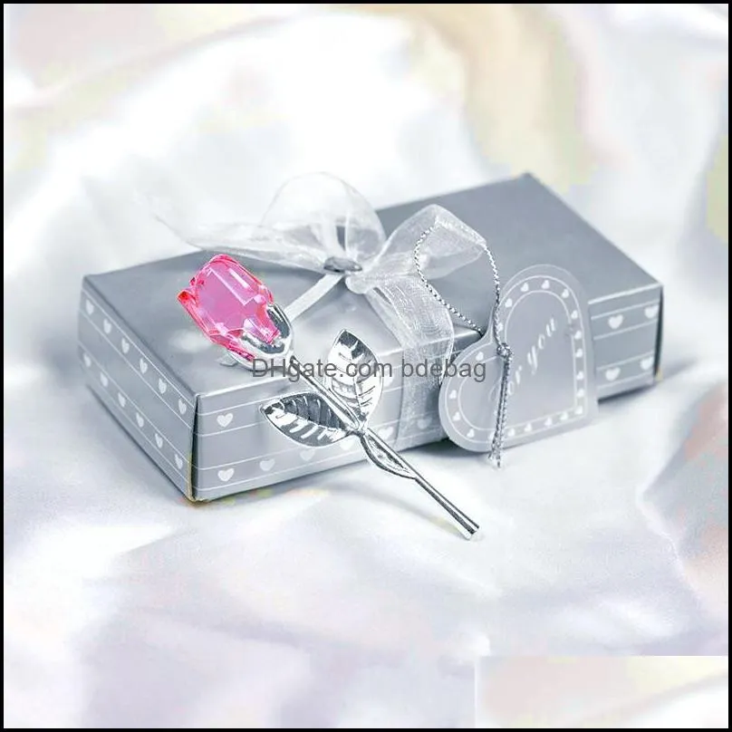 Party Favor Cristal Rose Style Européen Rugosa Roses Célébration De Mariage Cérémonie De Retour Faveurs Créatives Cadeaux Cadeau Valentine Da Dheyo