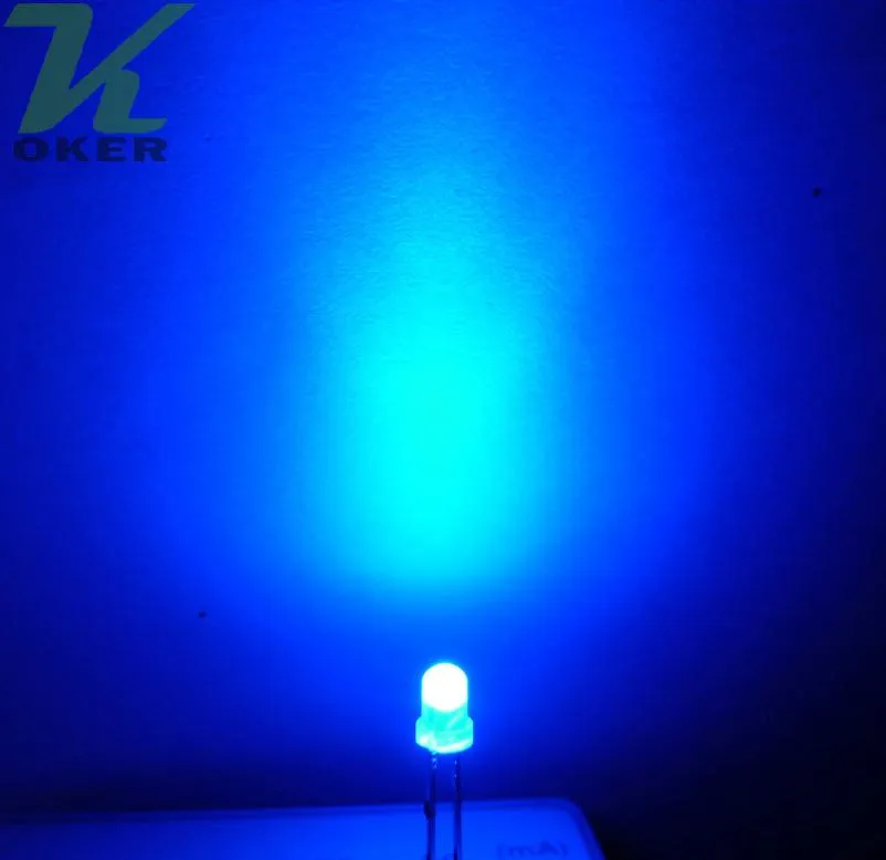 1000pcs L￡mpara de luz LED difusa azul de 3 mm que emite diodo Foggy Ultra Bright Bead Plugin Kit Practice amplio ￁ngulo2131964