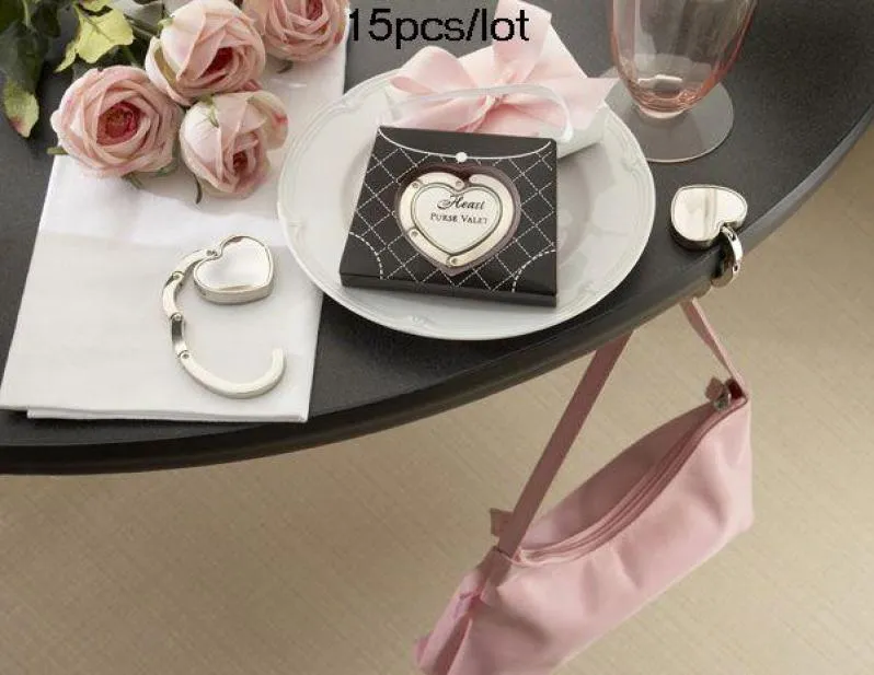 Wedding Gifts Heart Purse Valet Compact Stainless Steel Handbag Holder 15pcslot 7560213