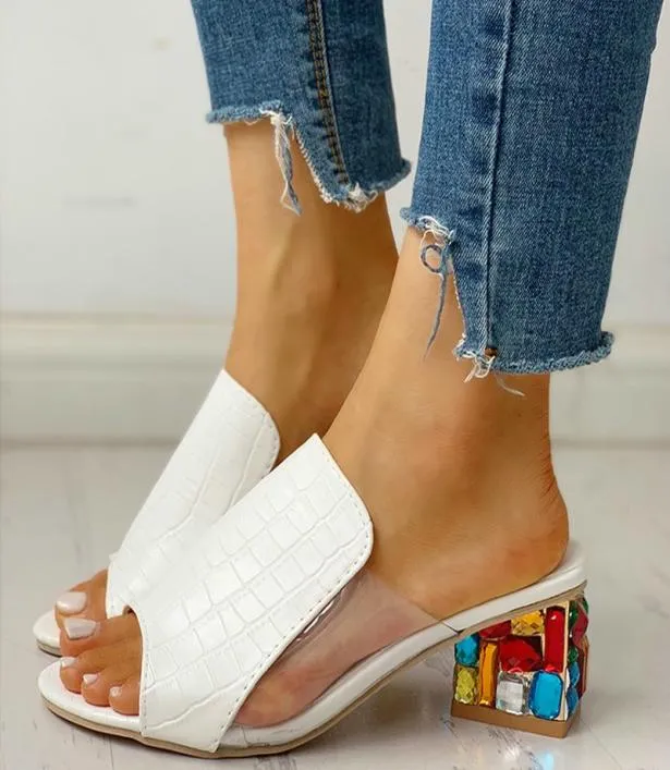 Summer Women Slipper Crystal Peep Toe Print Bohemian Casual Shoes Beach Sandals Ladies Shoes Platform Mules Sandalias De Mujer Y204508533