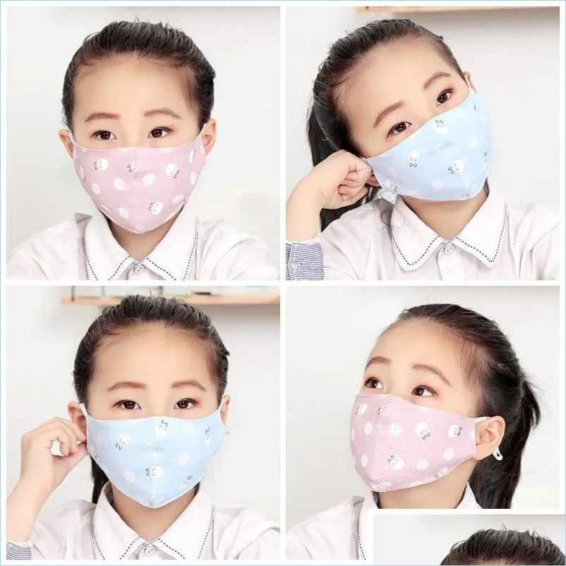 Máscaras de grife de designer Summer crianças face máscaras de boca padrão de coelho 2 camadas anti -gotículas máscara de poeira mascherina Respirador protetor l dhgio