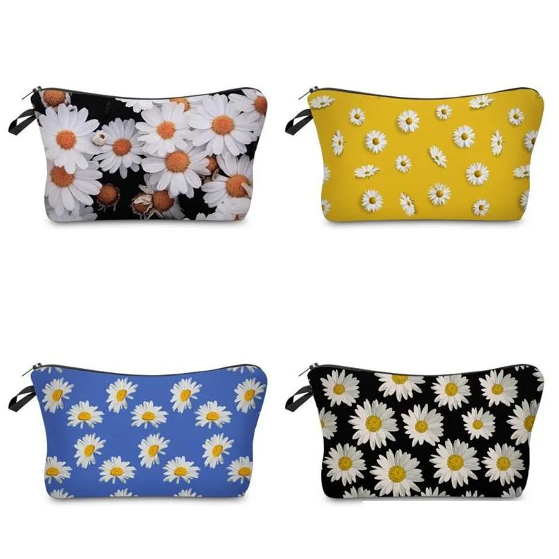 Sacs de rangement 3D Digital Daisy Impression Pochette étanche Ameublement Voyage Dames Sacs à main Dumpling Enveloppe Lavage Stockage B Dhxsc