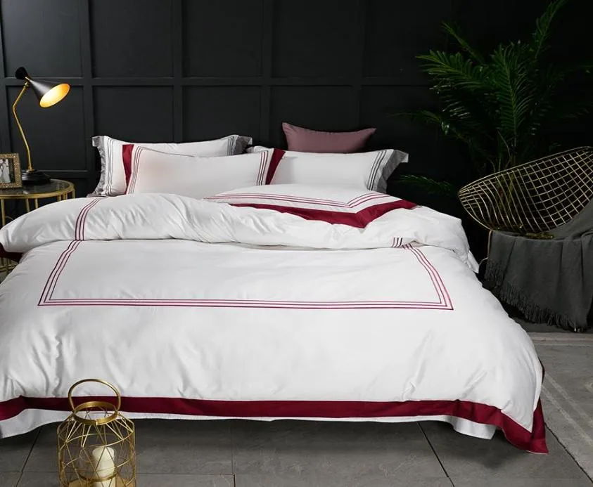 Bedding sets Bedding Sets 5Star El White Luxury 100 Egyptian Cotton Full Queen King Size Duvet Cover BedFlatSheet Set2946049