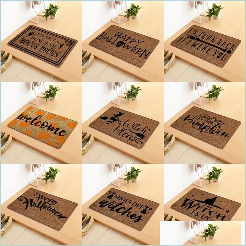 Other Festive Party Supplies Party Supplies Halloween Decor Pumpkin Skl Letter Cartoon Pattern Doormat Home Luxury Bedroom Living Dh5No