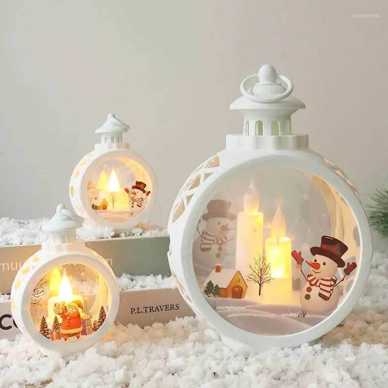 Christmas Decorations Creative LED Candle Lights Round Hanging Portable Vintage Window Ornaments Gifts Year