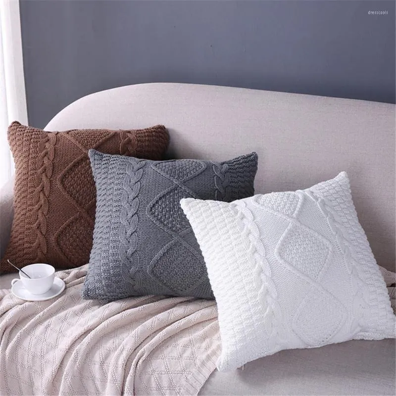 Pillow Nordic Knitted Cover Pillowcase Home Soft Decor Coreless Car Pography Props