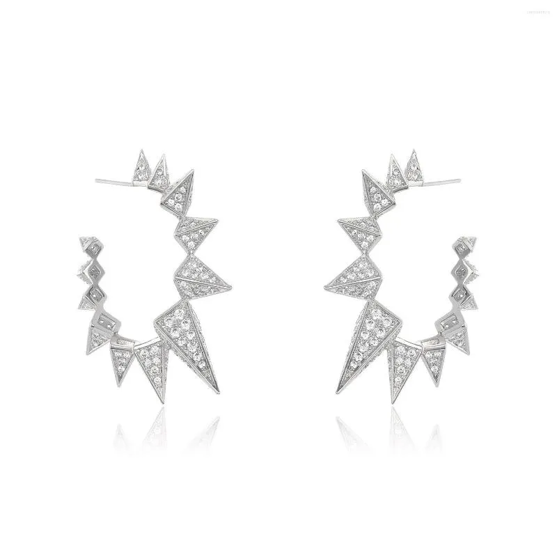 Boucles d'oreilles créoles Micro Pavé CZ Grand Cercle Design Unique Spikes Rivet Hoops Boucles d'oreilles pour les femmes