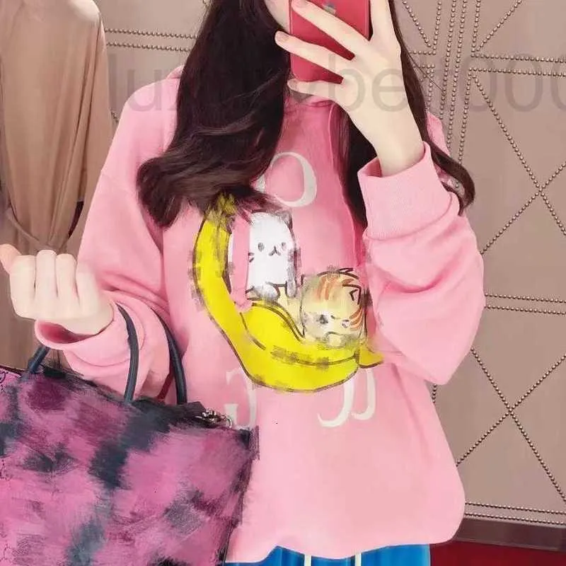 Women's Hoodies Sweatshirts Designer skiljer sig från den ursprungliga versionen av Market Autumn and Winter Fashion Brand Gu Banana Cartoon Print Hooded Loose Neutral