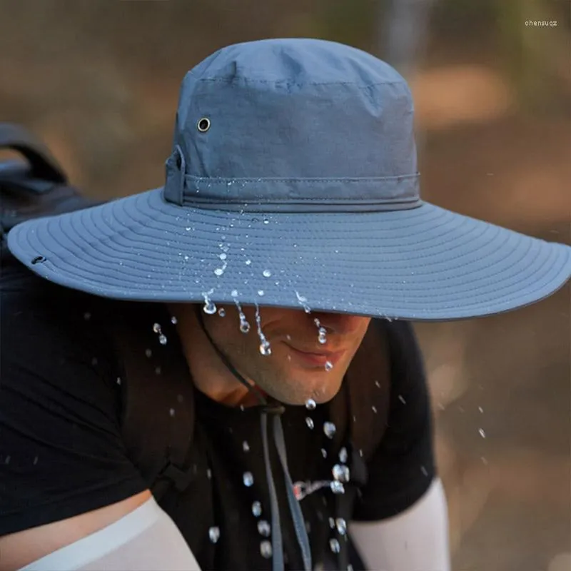 베레트 야외 방수 대형 챙 피셔 맨 모자 양동이 낚시 낚시 캠핑 보트 보트 하이킹 접이식 여름 남성 선수 비치 모자