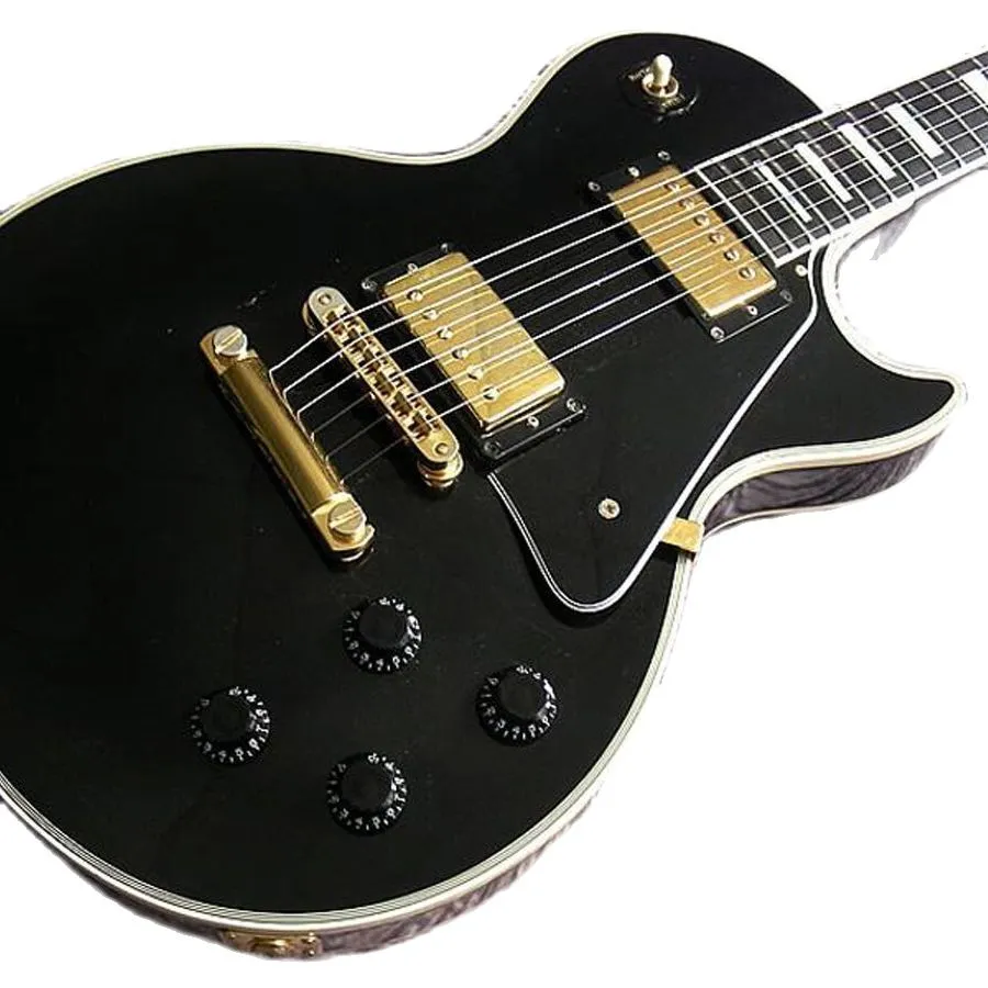 Classic Black LP Standard Electric Guitar Gold Hardware Humbucker Pickups High Quality