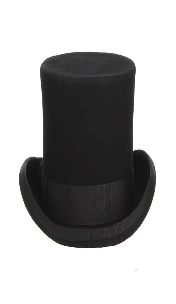 Gemvie 135cm 100 Wool Felt Top Hat للرجال Fedoras للنساء Mad Hatter Cylinder Cylinder Hat Gentleman Derby Hat Magician C8405222