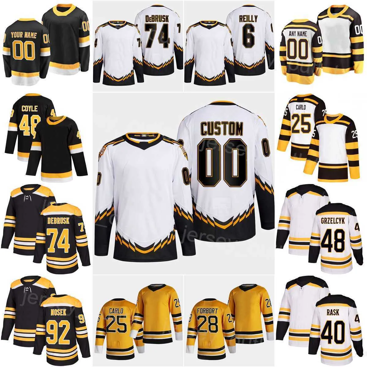 Man Woman Youth Reverse Retro Hockey''nhl''74 Jake DeBrusk Jersey 48 Matt Grzelcyk 35 Linus Ullmark 6 Mike Reilly 92 Tomas Nosek 25 Brandon