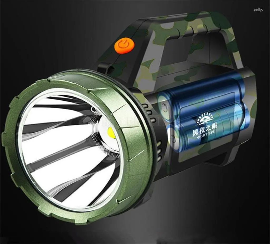 Ficklampor facklor superljust uppladdningsbar utomhusmultifunktion p1000 led longrange spotlight batteri display cob light7781598