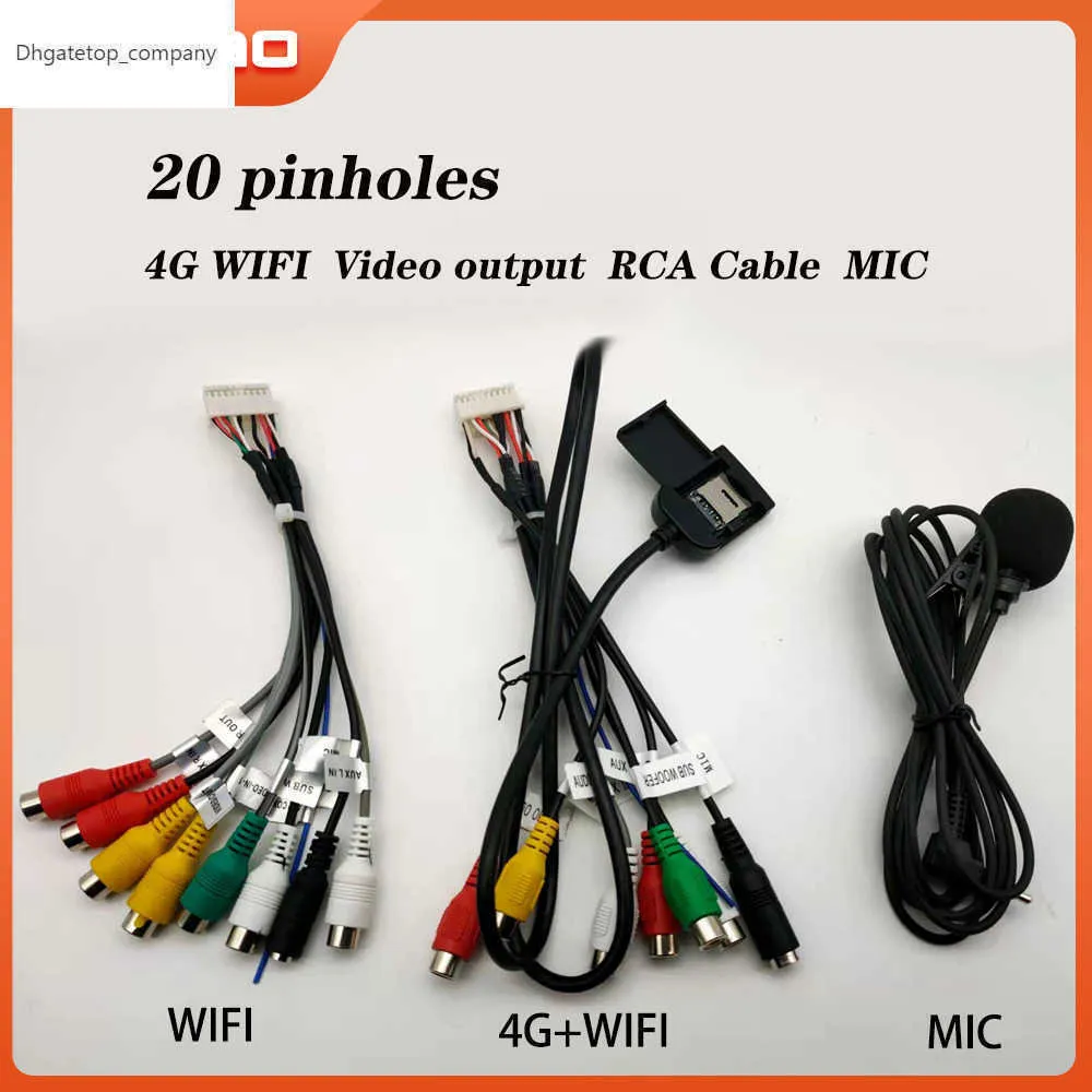 20 Pinholes 4G/Wi -Fi Verstion RCA Radio Adapter Mikrofon Aux dla CAR ANDROID