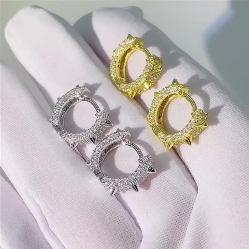 Orecchini a bottone in argento sterling S925 unici alla moda, cerchi con diamanti in Moissanite placcati in oro, bel regalo per uomini e donne