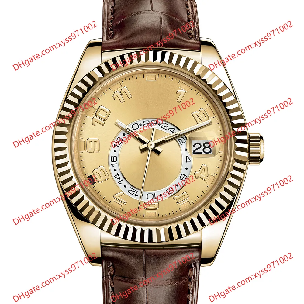 aaa Highquality Men's watch 2813 automatic mechanical watch 326138 42mm dial gold stainless steel sapphire glass brown leather strap wristwatch 326139 watches