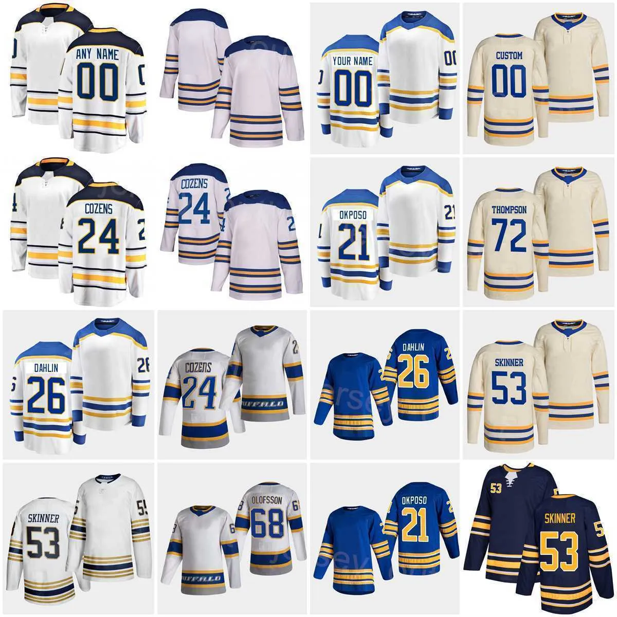 Men Hockey''nHl''Heritage Classic 72 Tage Thompson Jersey Reverse Retro 26 Rasmus Dahlin 53 Jeff Skinner 21 Kyle Okposo 24 Dylan Cozens 68