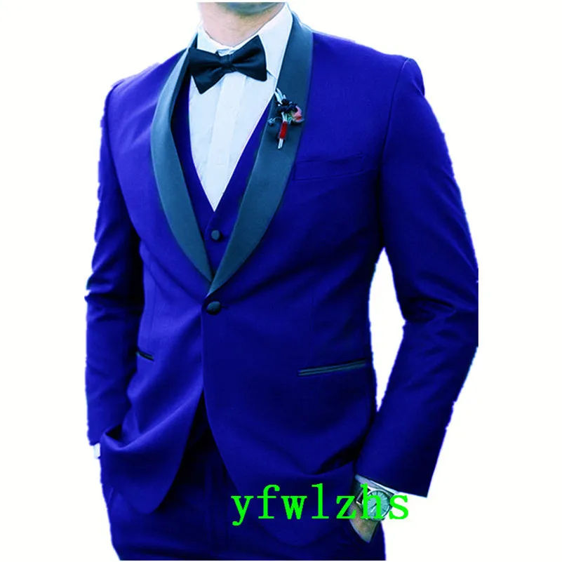 Wedding Tuxedos One Button Men Suits Groomsmen Shawl Lapel Groom Tuxedos Wedding/Prom Man Blazer Jacket Pants Vest Tie W1180