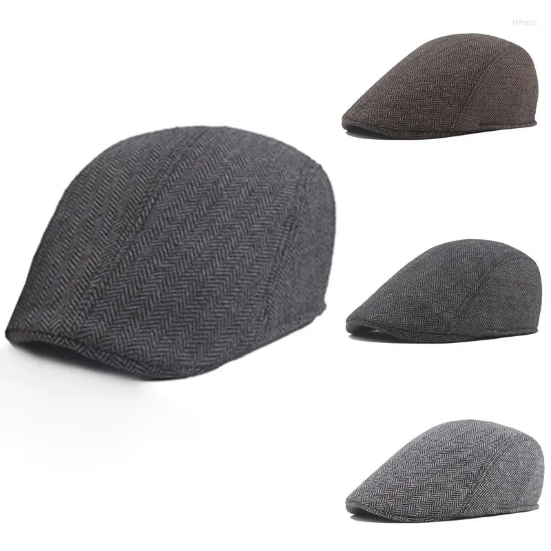 Berets Retro England Simple Men Hats Autumn Winter Windproof Street Sboy Beret Hat Cotton Dasual Fashion Small Twill Cap