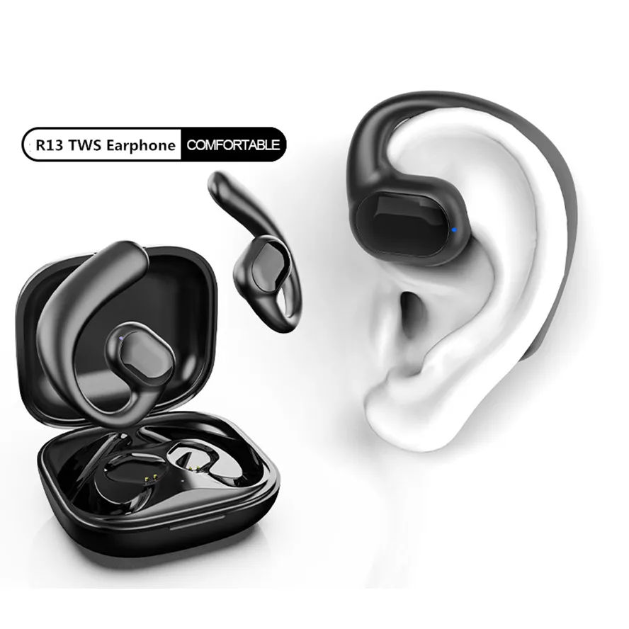 سماعات الهاتف الخليوي R13 Hook Tws Airphone Air Air Contracts True Wireless Earbuds Bluetooth 5.2 Geadset Gaming Sport Headphones لجميع الهاتف iPhone 14