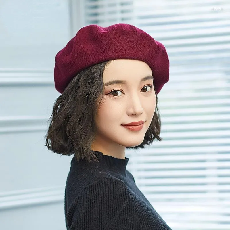 Bérets Beckyruiwu chapeau femme béret en laine automne coréen peintre casquette femmes hiver tricot chapeaux dame mode citrouille