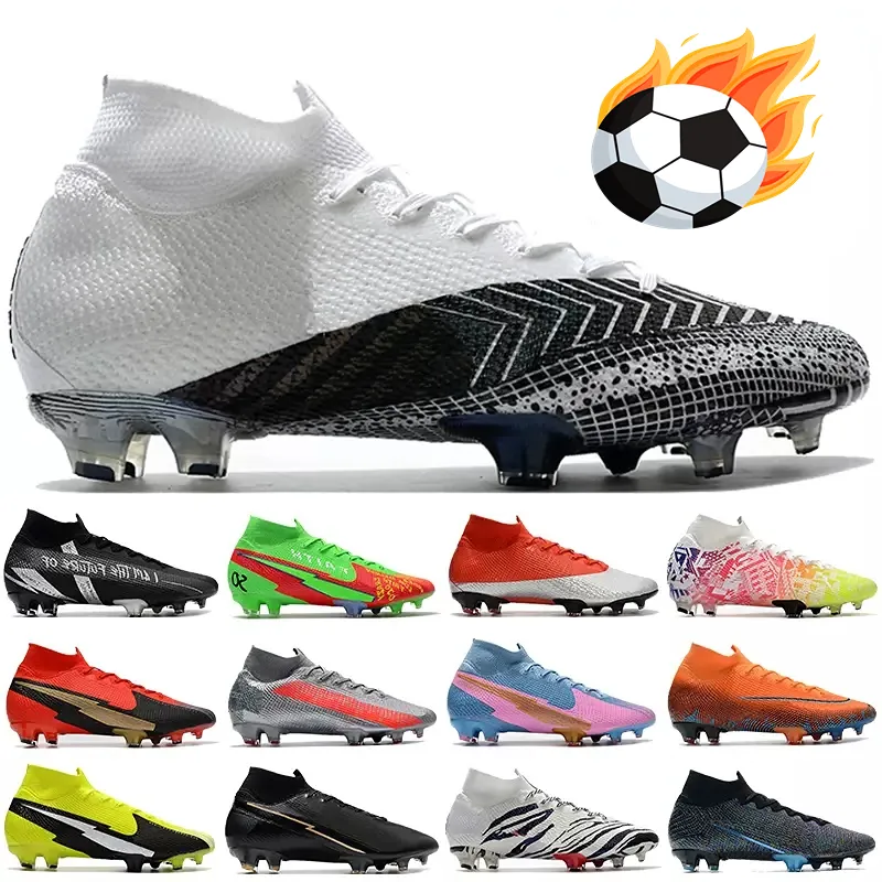 2023 Sapatos de Futebol Designer Sapatilhas Preto Branco Antracite Laser Profundo Vermelho Fé Coreia do Sul Chuteiras Rosa Futebol Mercury Super Fly 7 Elite Fg Homens Sapatilhas