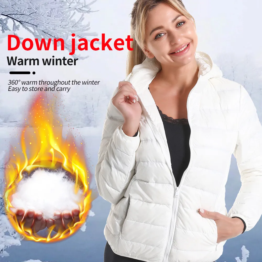 Kvinnor Down Parkas vinter överdimensionerade ultralätt tunn jacka anka huva jackor långärmad varm pufferjacka parkas kvinna 221124